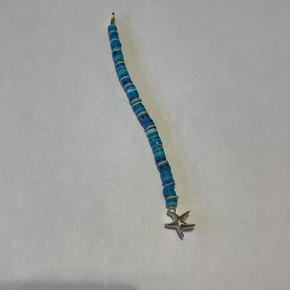 Clay Bead Keychain Charm Starfish Seastar Blue