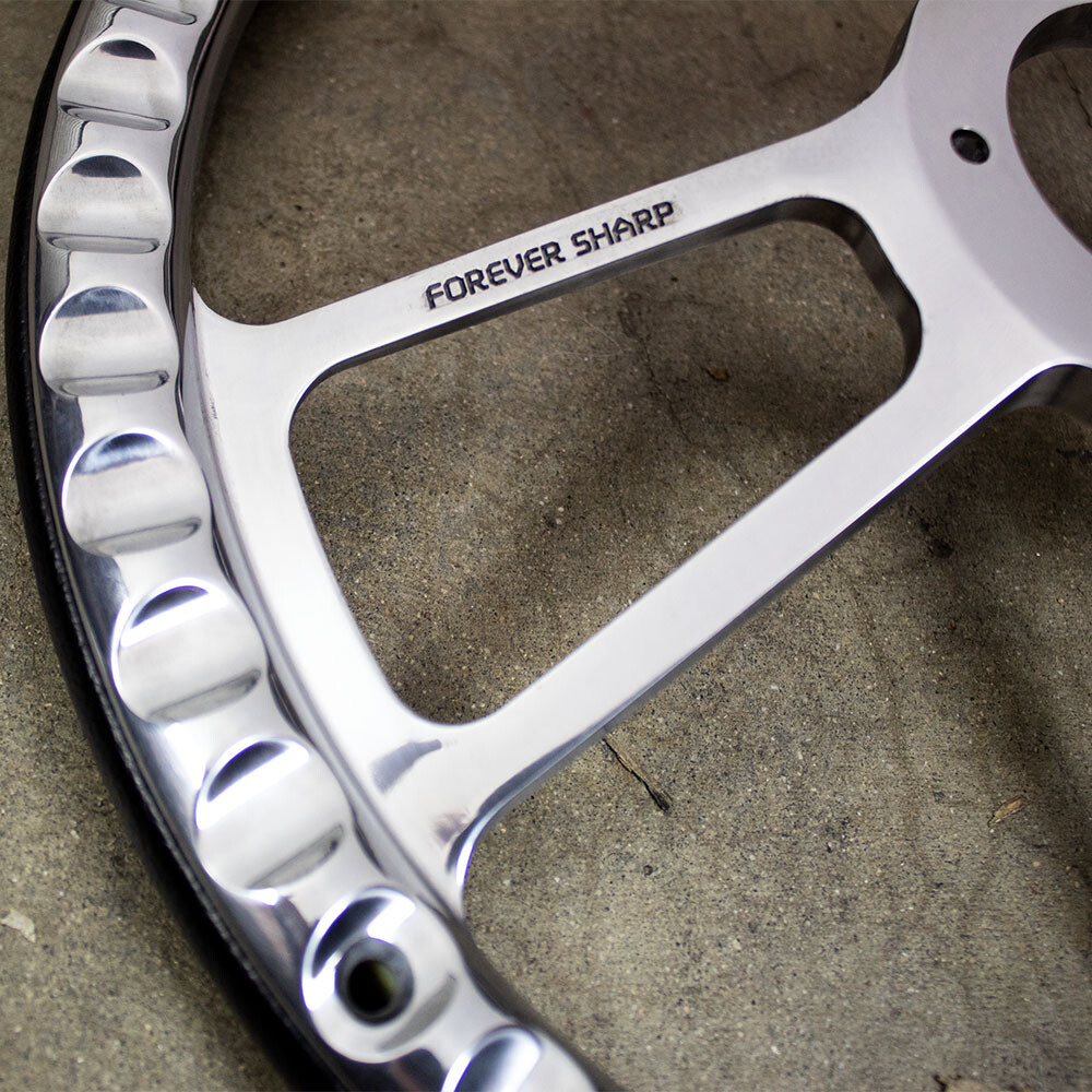 14" Billet Steering Wheel Pine Aluminum Rivet Chevy Muscle C10 Ford Hot Rod