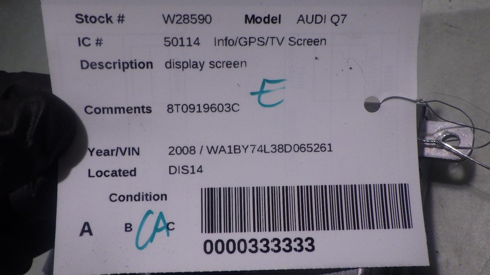 08 AUDI Q7 Info Screen 8T0919603C