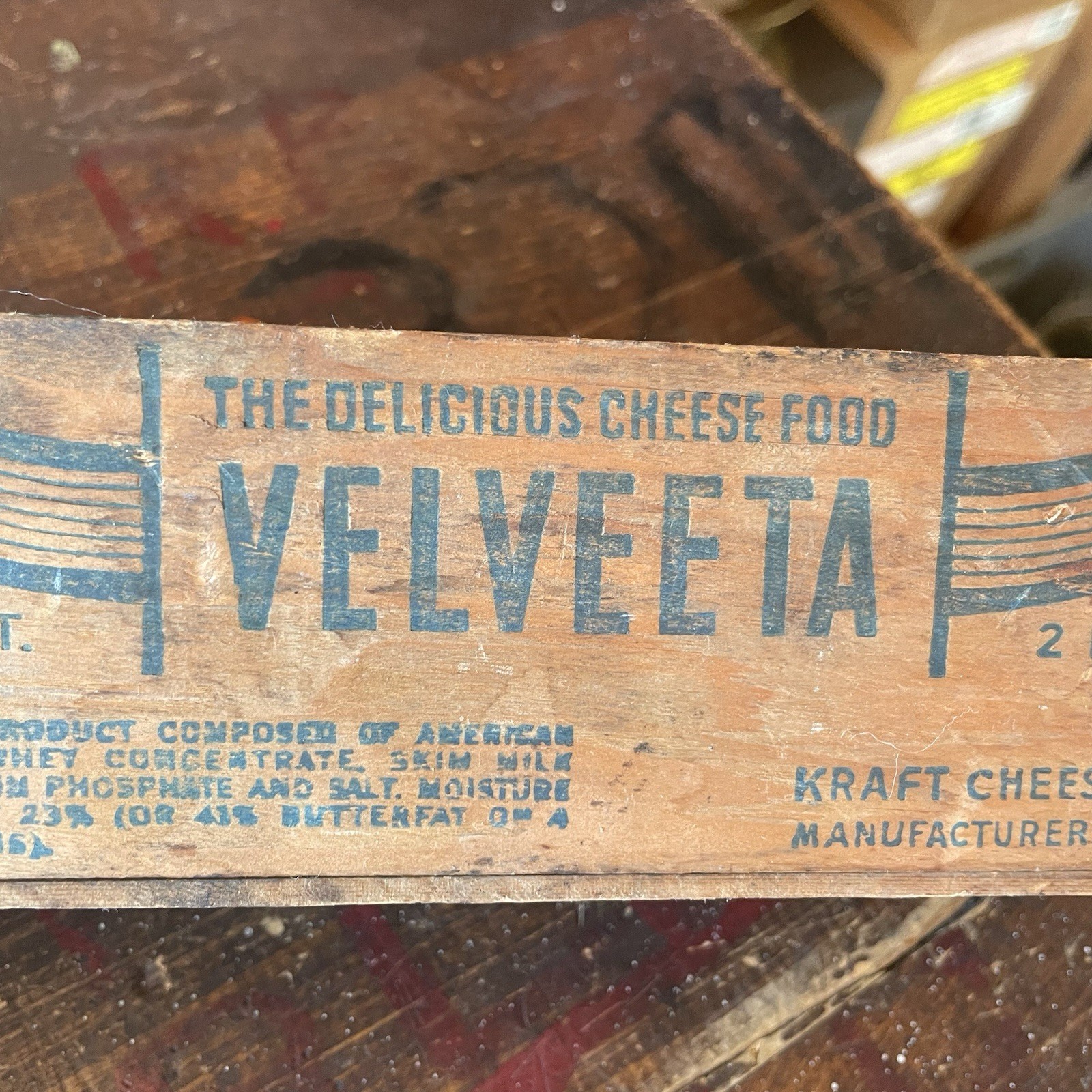 Vintage Wood KRAFT Velveeta Cheese box Crate 2 lb Size Display