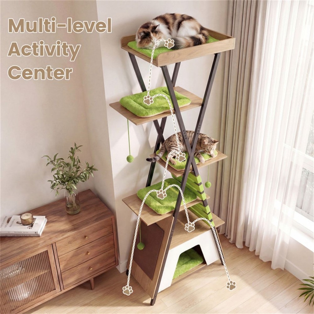 73" Multi-Level Cat Tree with Condo & Perch, Multi-Cat Climbing Tower with Scrat