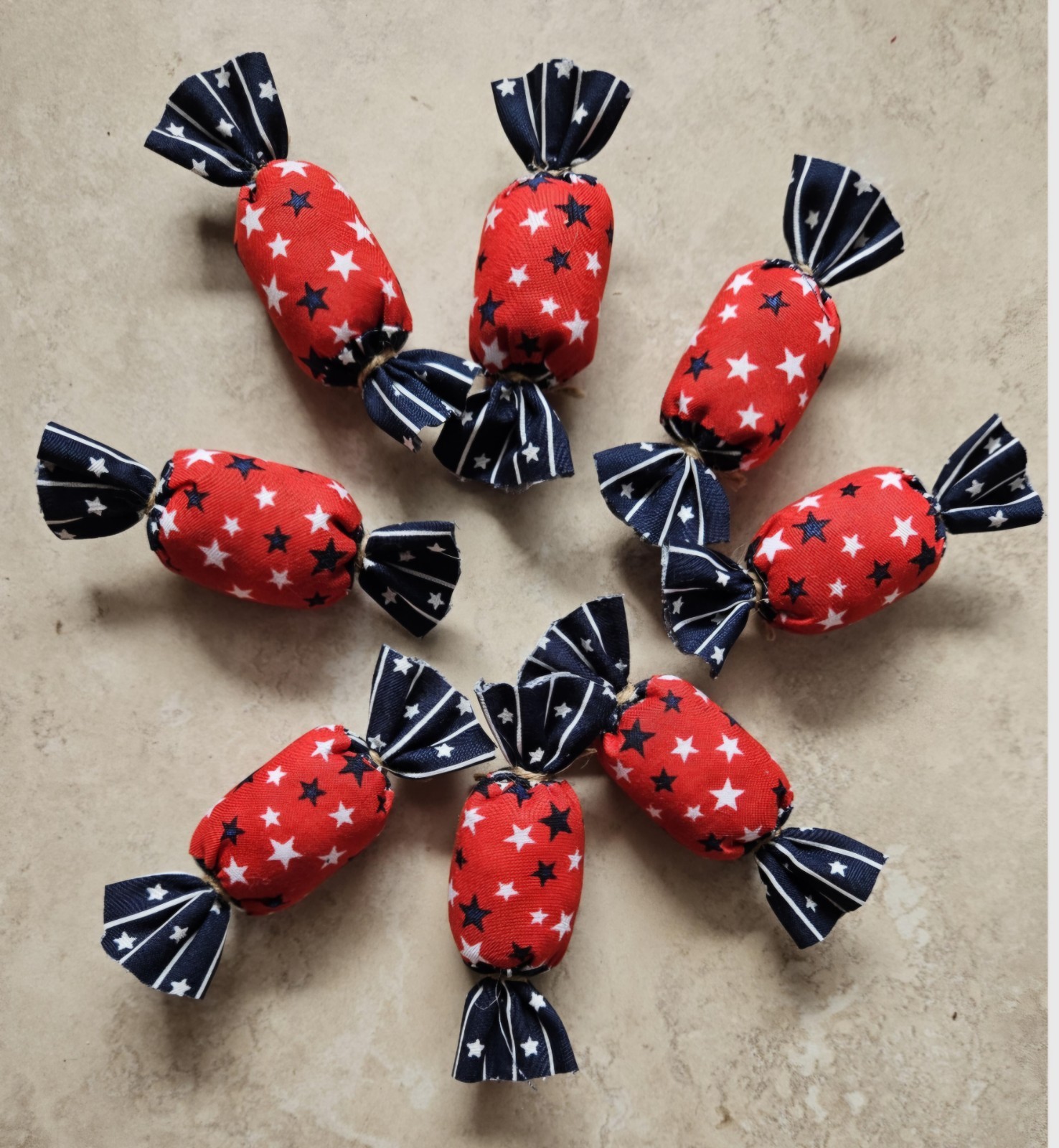 Bowl Filler Americana Patriotic Ornie Fabric 8 Pcs Candy Tier Tray Fabric Decor