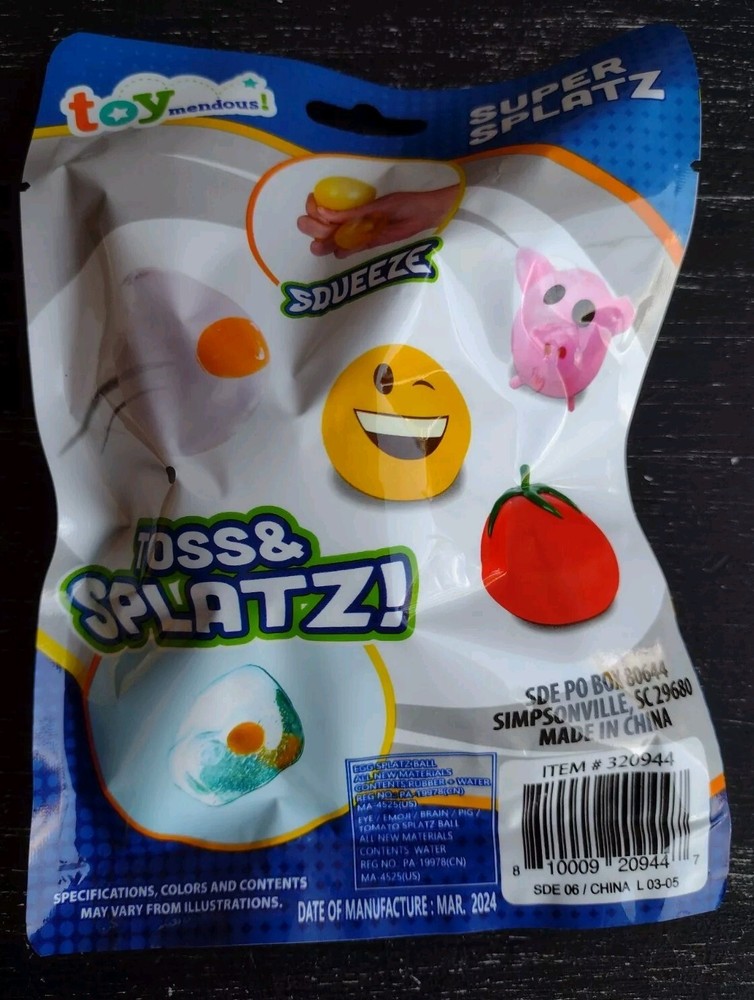 Toymendous Super Splatz Squeezable Clear Egg Ball Toy