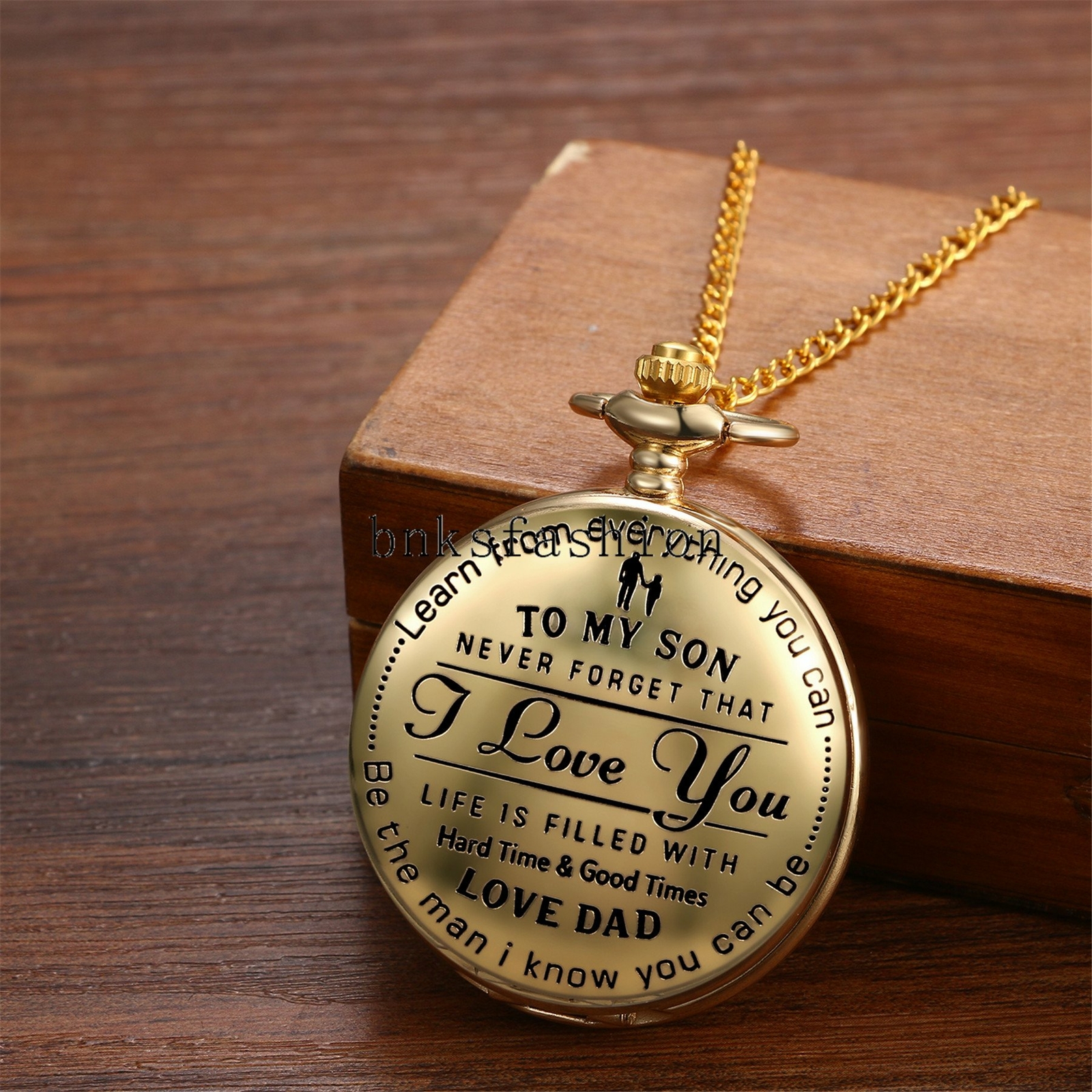 'To My Son I Love You' Quartz Analog Pocket Watch Fob Pendant Chain Gift for Son