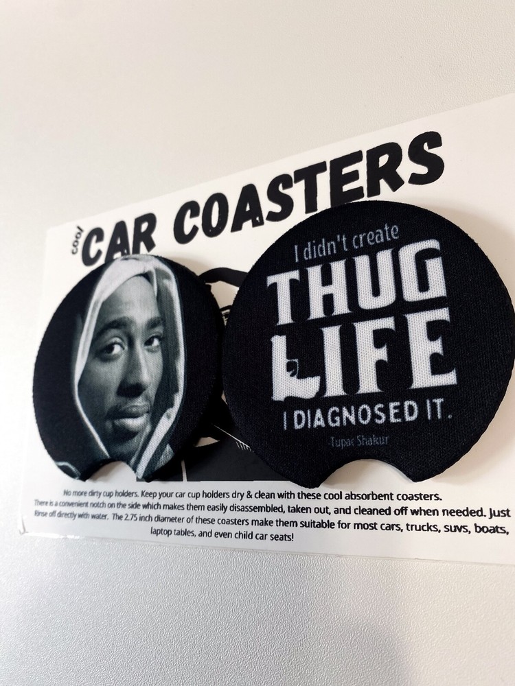2pac thug life car coasters