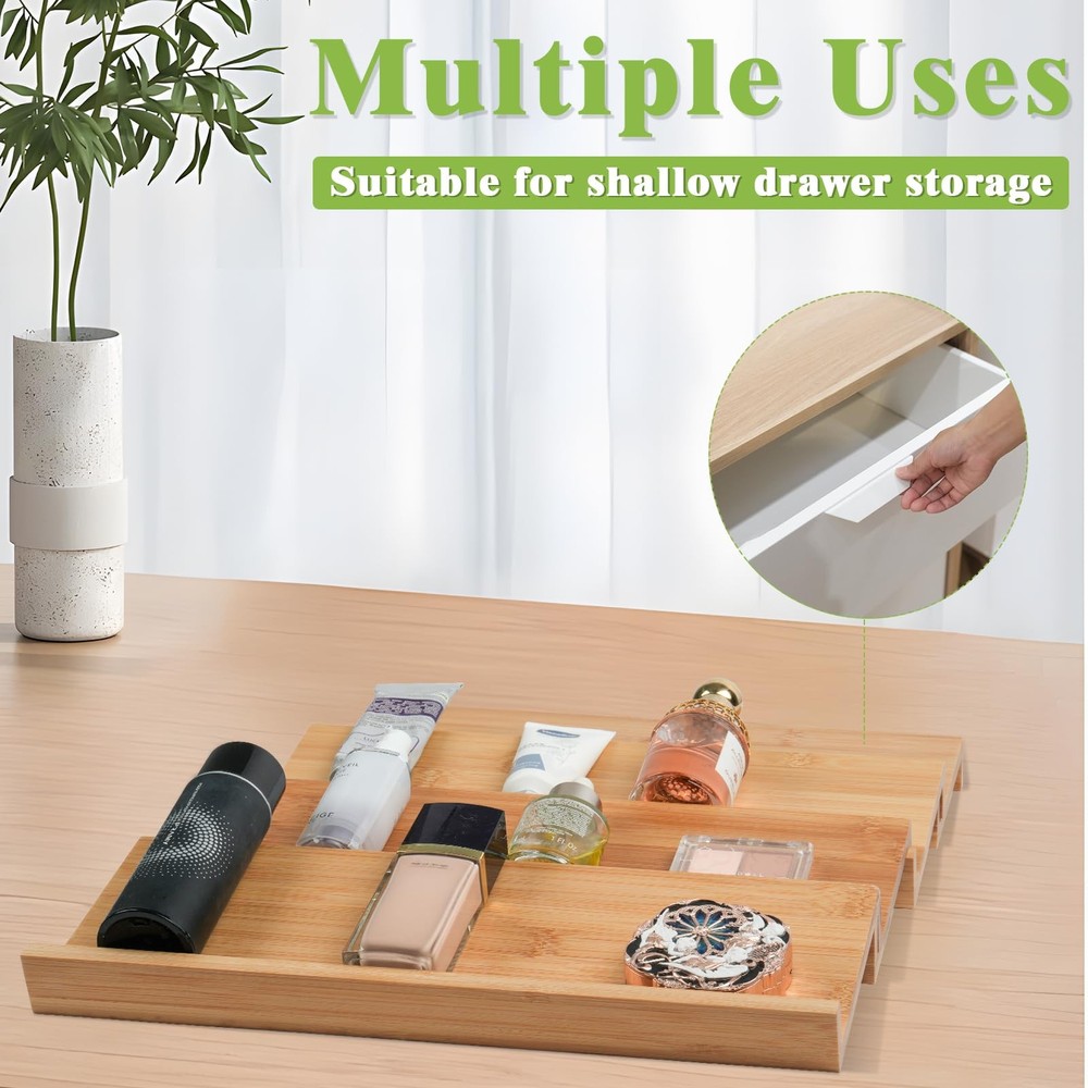 Graceware Bamboo Spice Drawer Organizer for Insert Shallow Drawer, 8 Tier Stacka