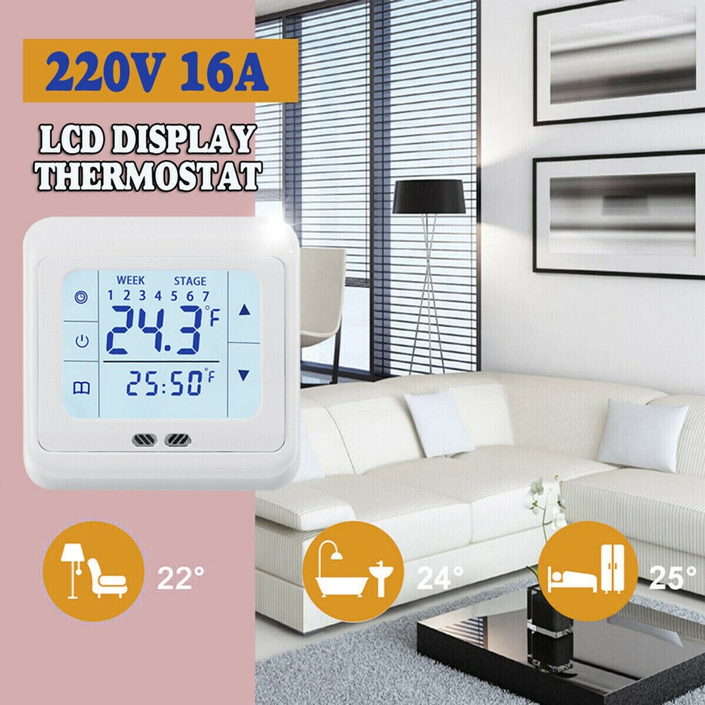 LCD Digital Display Room Programmable Thermostat Heating Control Smart Regulator