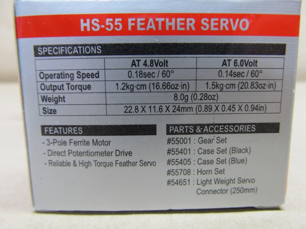 Four Hitec HS-55 Micro Feather Servos