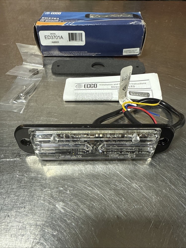ECCO Directional LED Strobe Light ED3701A Amber Surface Mount 12-24 VDC