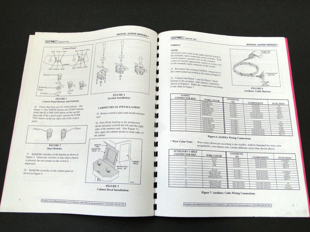 Vintage 1995 Capcom - Marvel Super Heroes Arcade Operators Manual