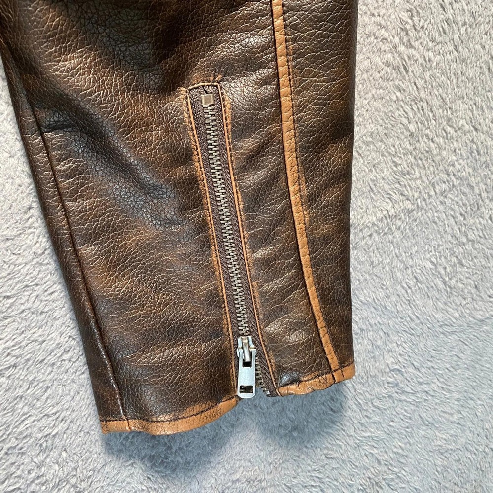 PRIMARK Jacket Medium Brown Men's Zip Biker Style Motorcycle