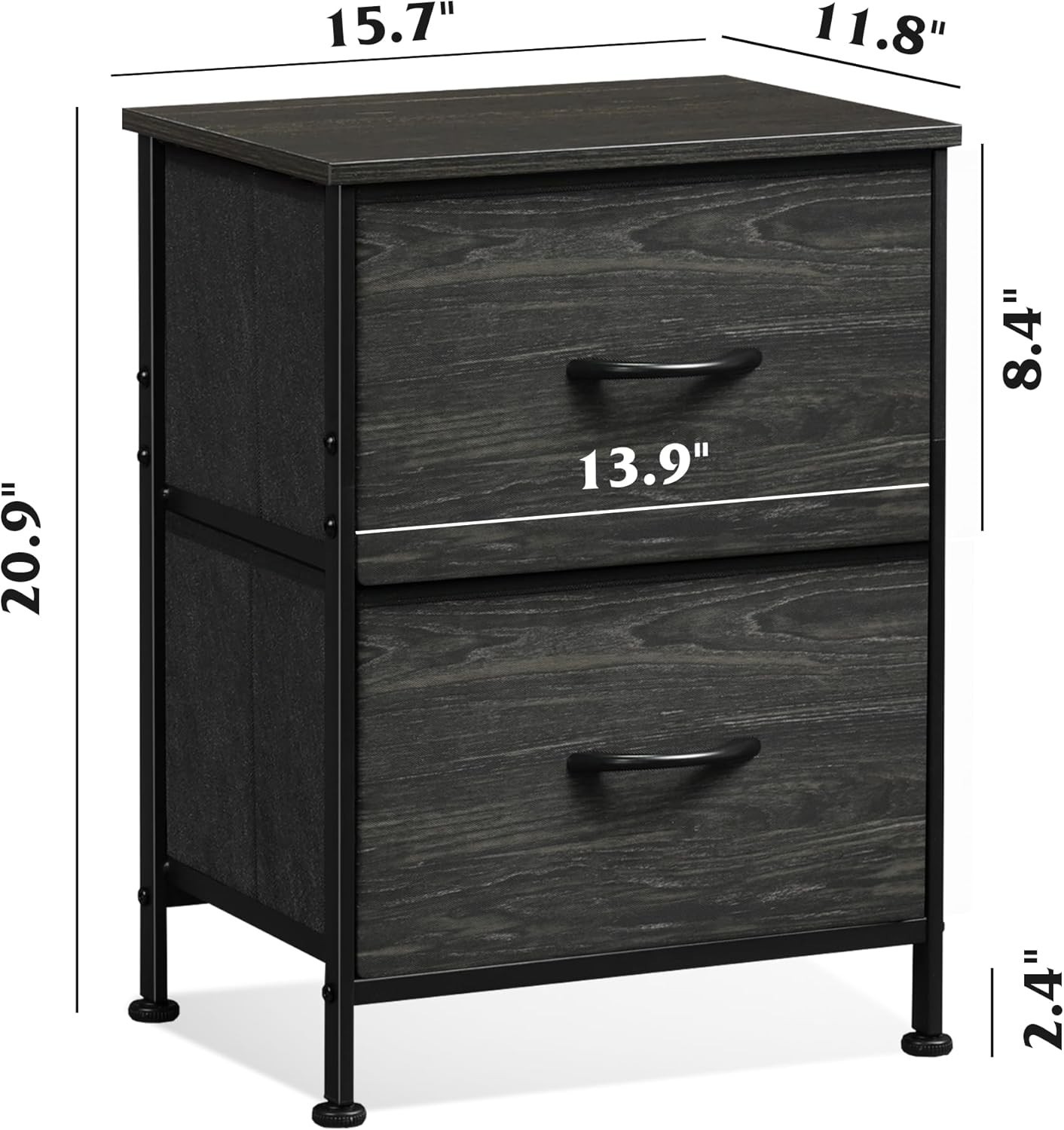 Night Stand, Small Dresser with Drawers, Dresser for Bedroom with 2 Fabric Dr...