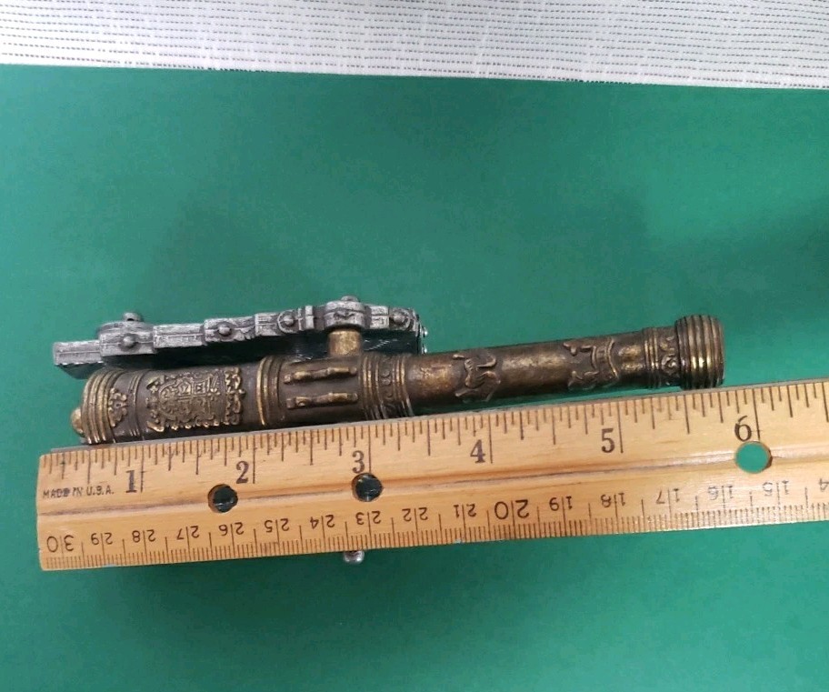 Vtg Denix Miniature Model 1797 El Tigre Spanish Cannon Metal Heavy Brass And