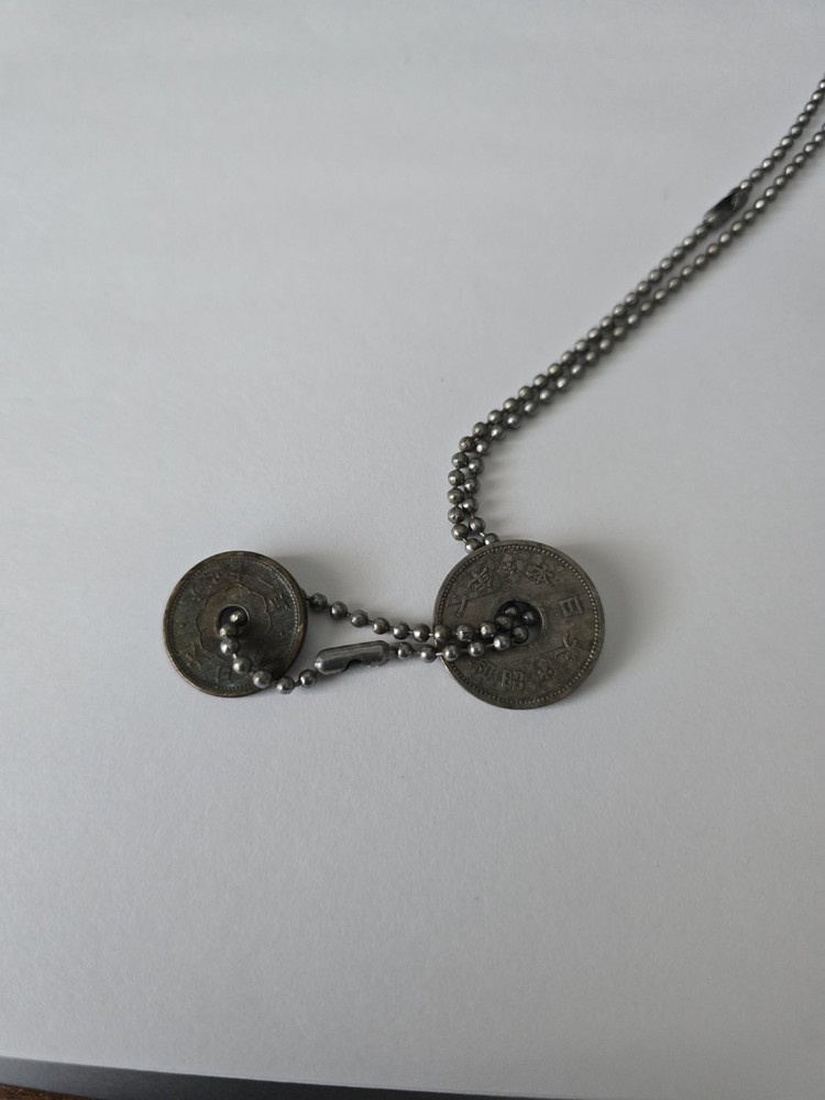 WWII US Army Dog Tag Charles A Buermann 37687857 T43 w/ Chain Coins