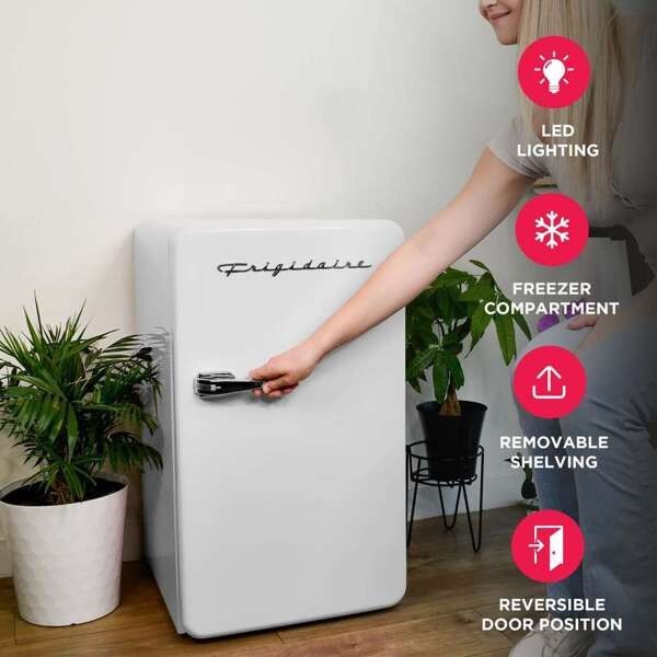 Frigidaire, 3.2 Cu. Ft. Retro Compact Refrigerator, White