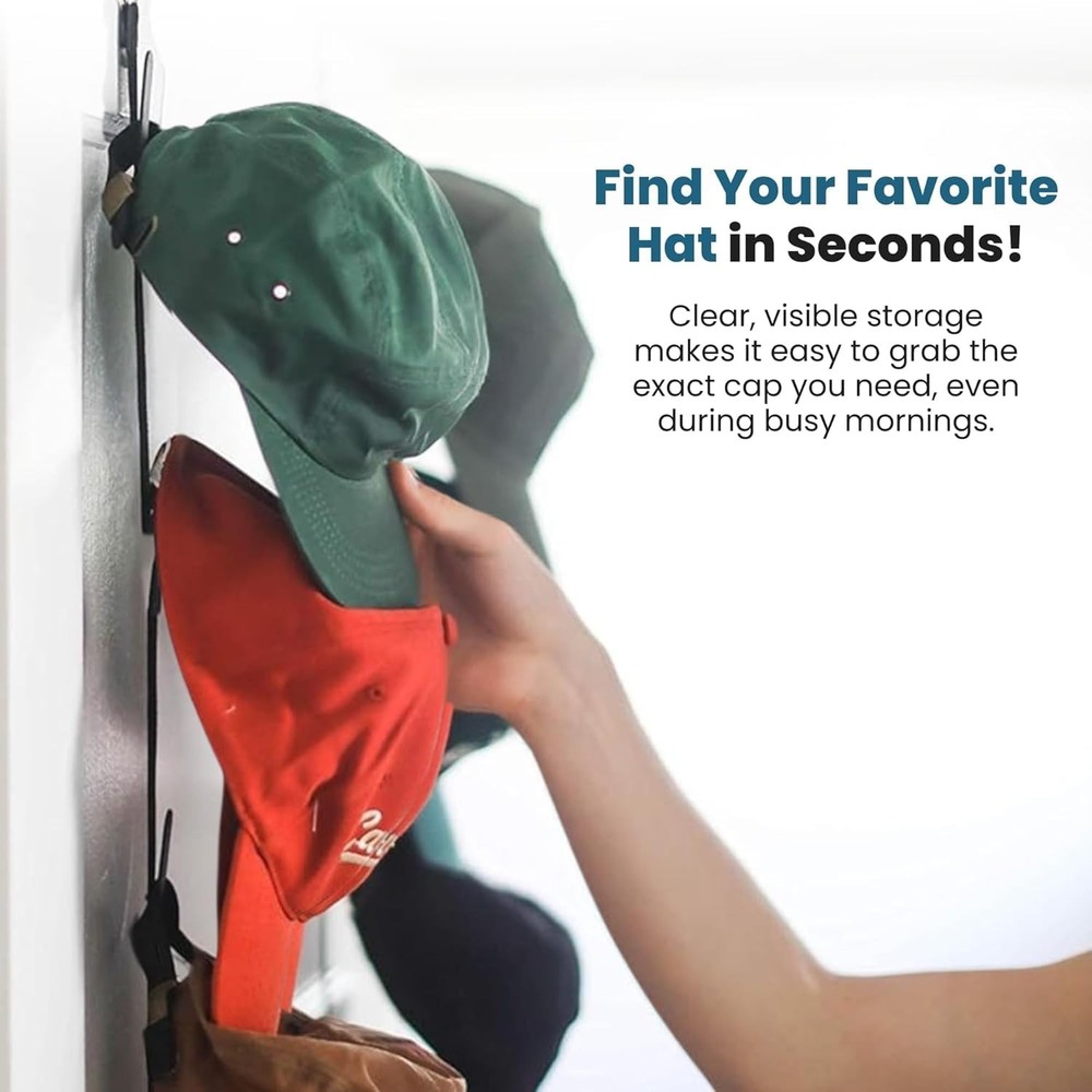 Versatile Over-Door Hat Storage Rack | Holds 16 Hats | Tool-Free Installation