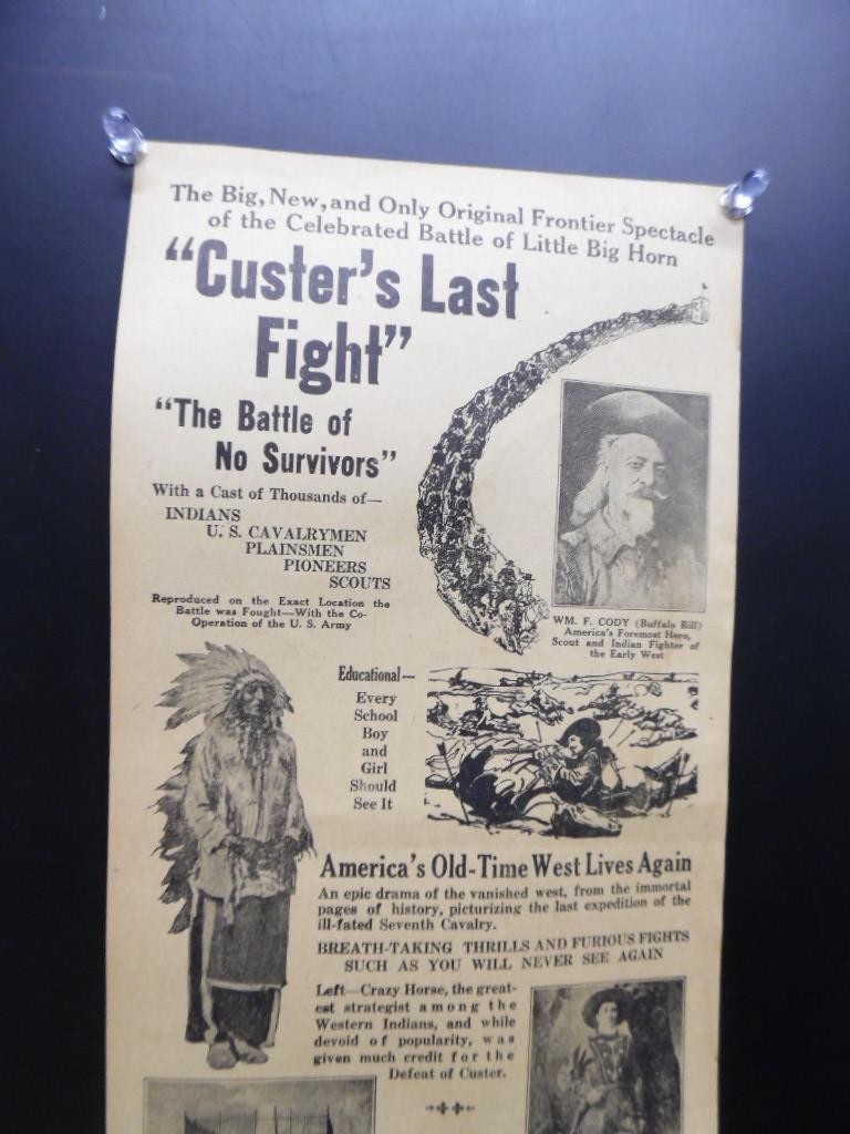 1912 Custer's Last Fight Silent Movie Poster Herald R-1926 Antique Original VG+