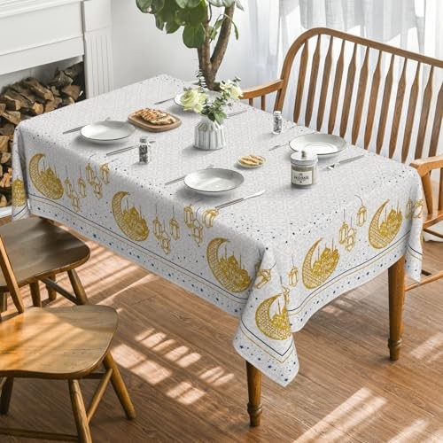 Ramadan Tablecloth 52×70 Inch Rectangular, Eid Al 52" x 70" (Rectangular) Grey