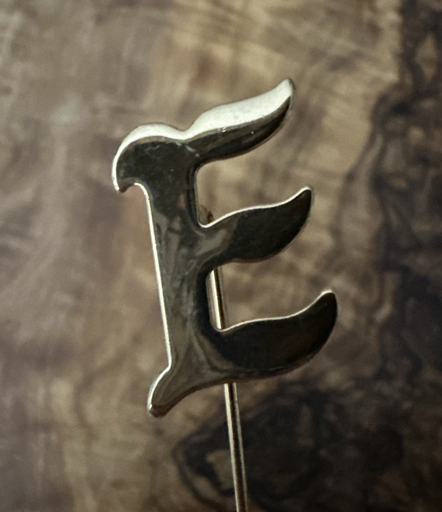 Vintage Gold Tone Initial E Stick Pin Hat Lapel Scarf