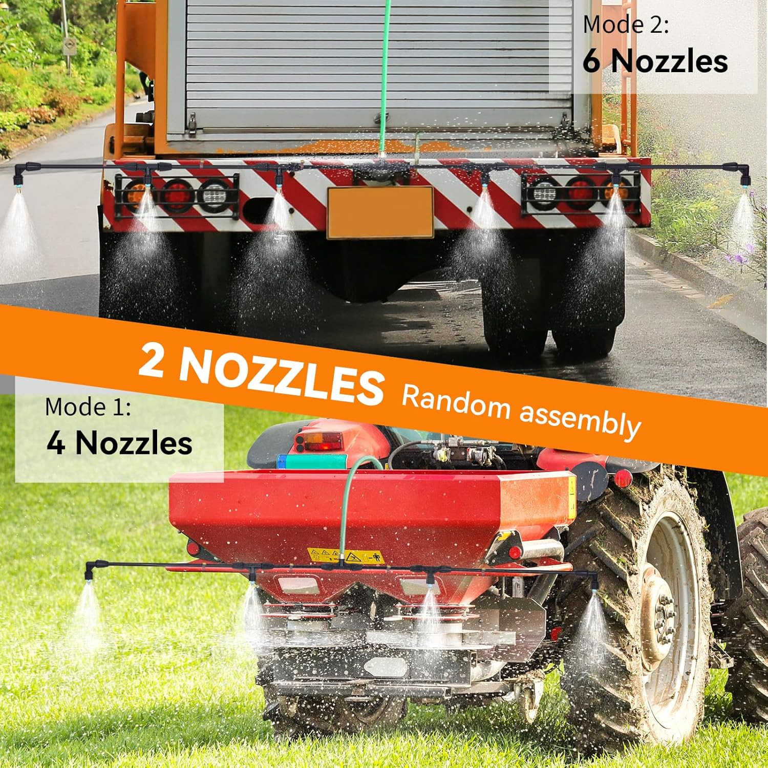 6-Nozzle Poly Boom Wand with 3/8" Brass Fitting, 7.5 Ft. ATV Sprayer Boom, Wide-