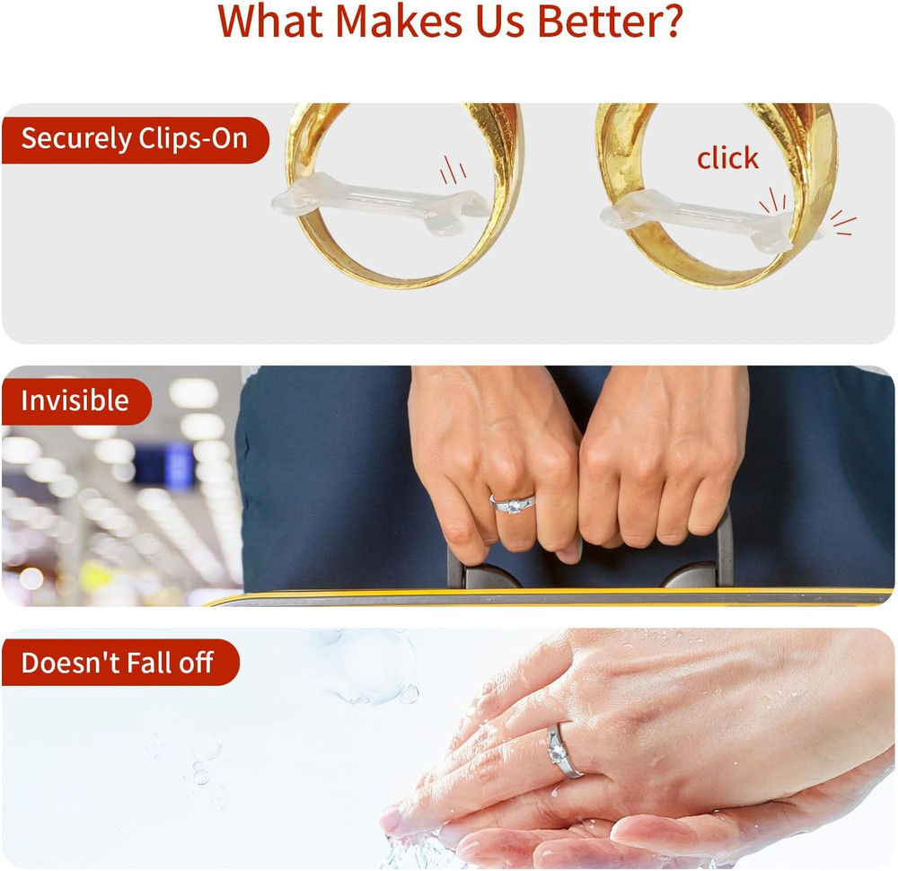 12PCS Ring Size Adjuster Clear Invisible Band Resizer Multi Size Set