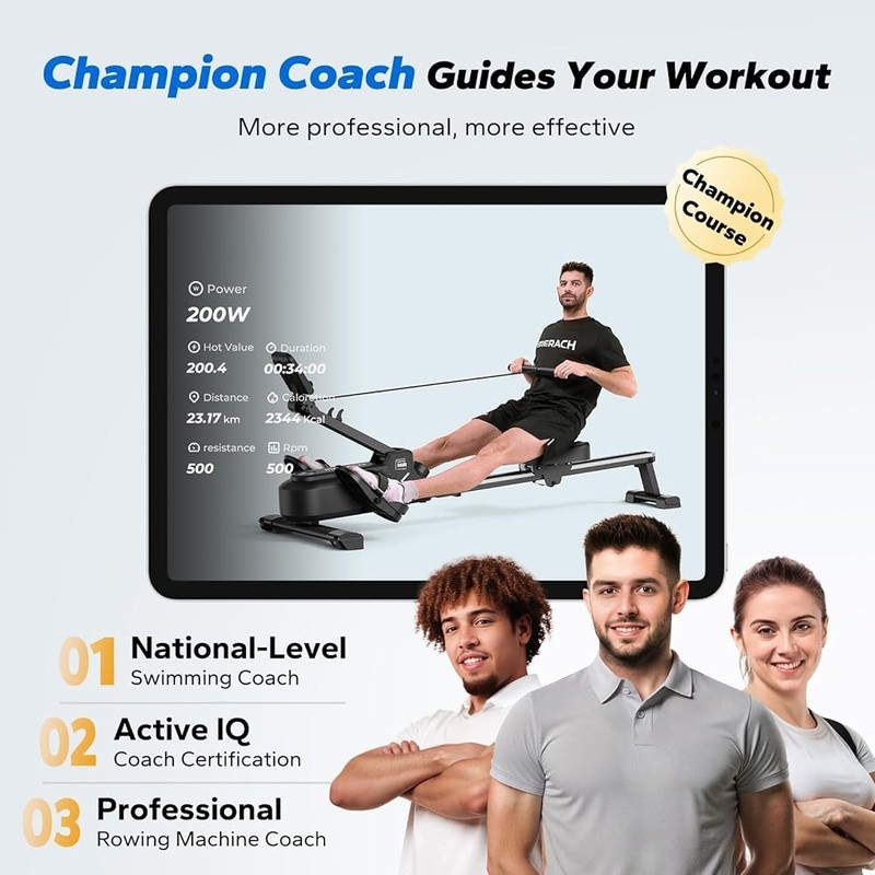 Compact Rowing Machine Adjustable Resistance Full Body Workout 1000 Programs US