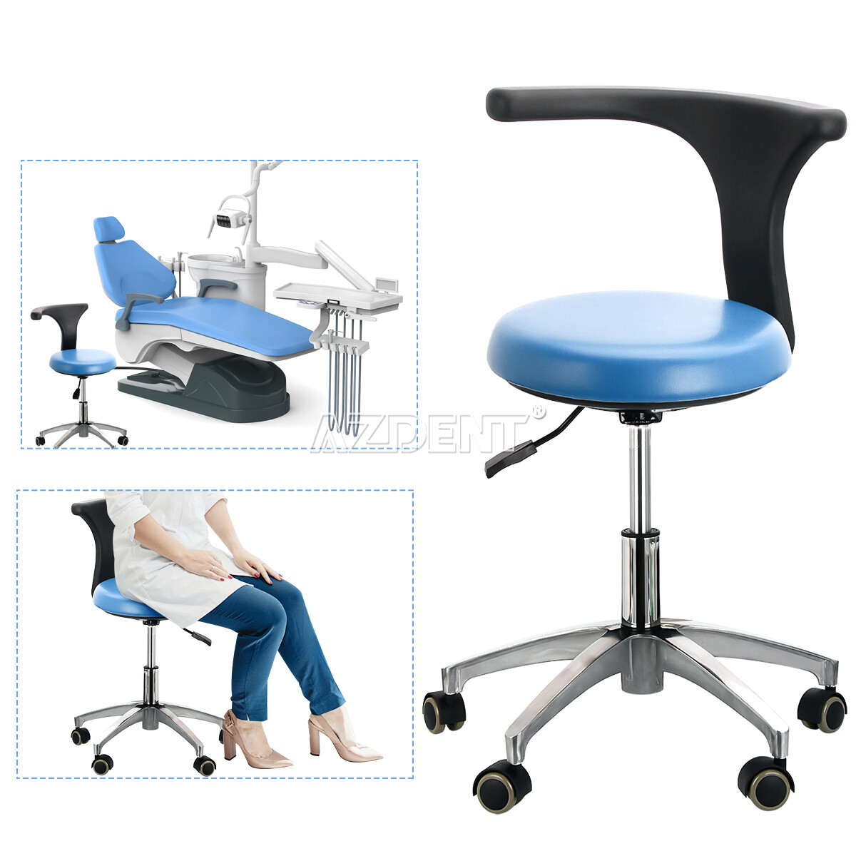Unidad de silla dental sillon Motor DC Cuero duro PU/Kit de pieza de mano FDA