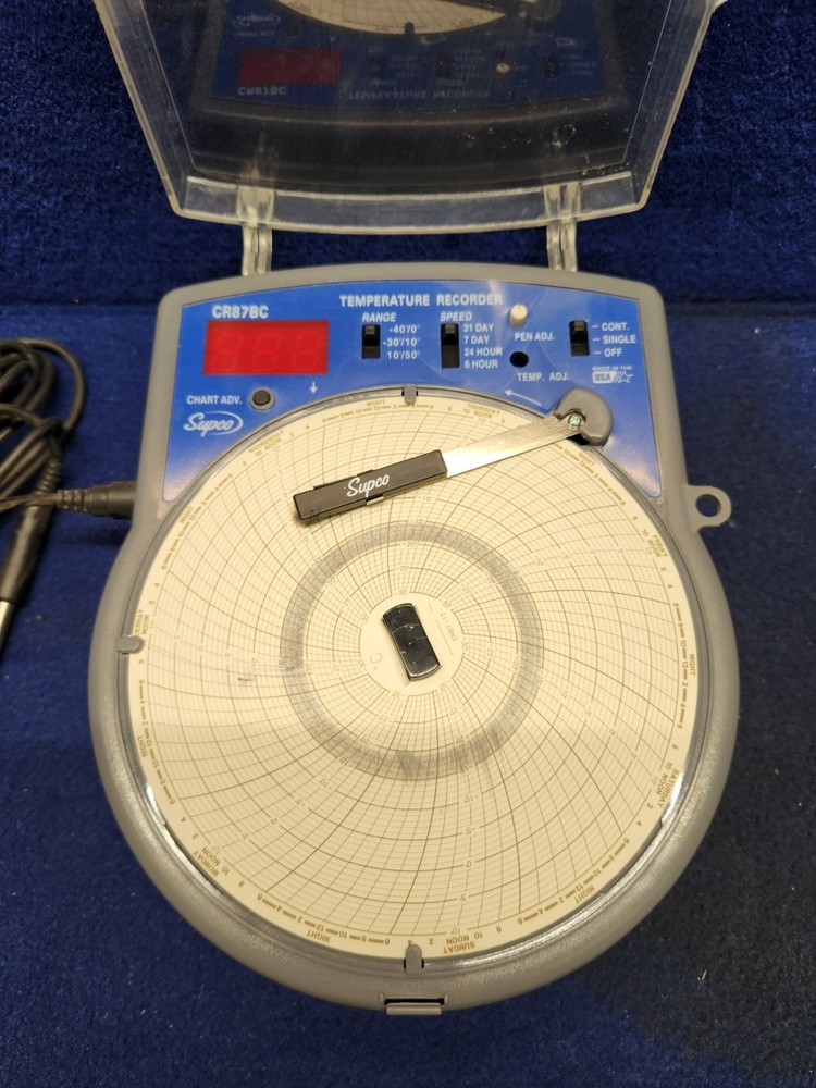 Supco CR87BC 6" Temperature Chart Recorder External Probe