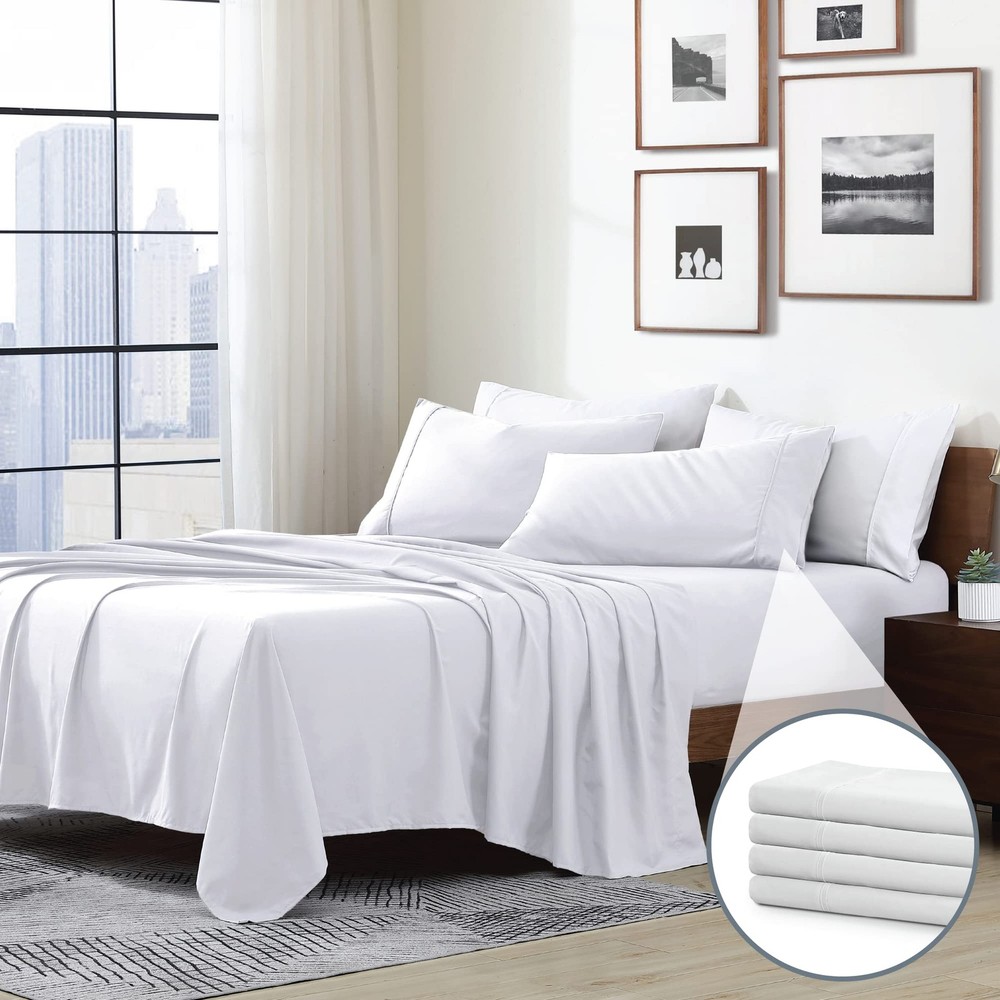 Cal King 6-Piece Microfiber Sheet Sets (Includes 2 Bonus Pillowcases), Ultra-...