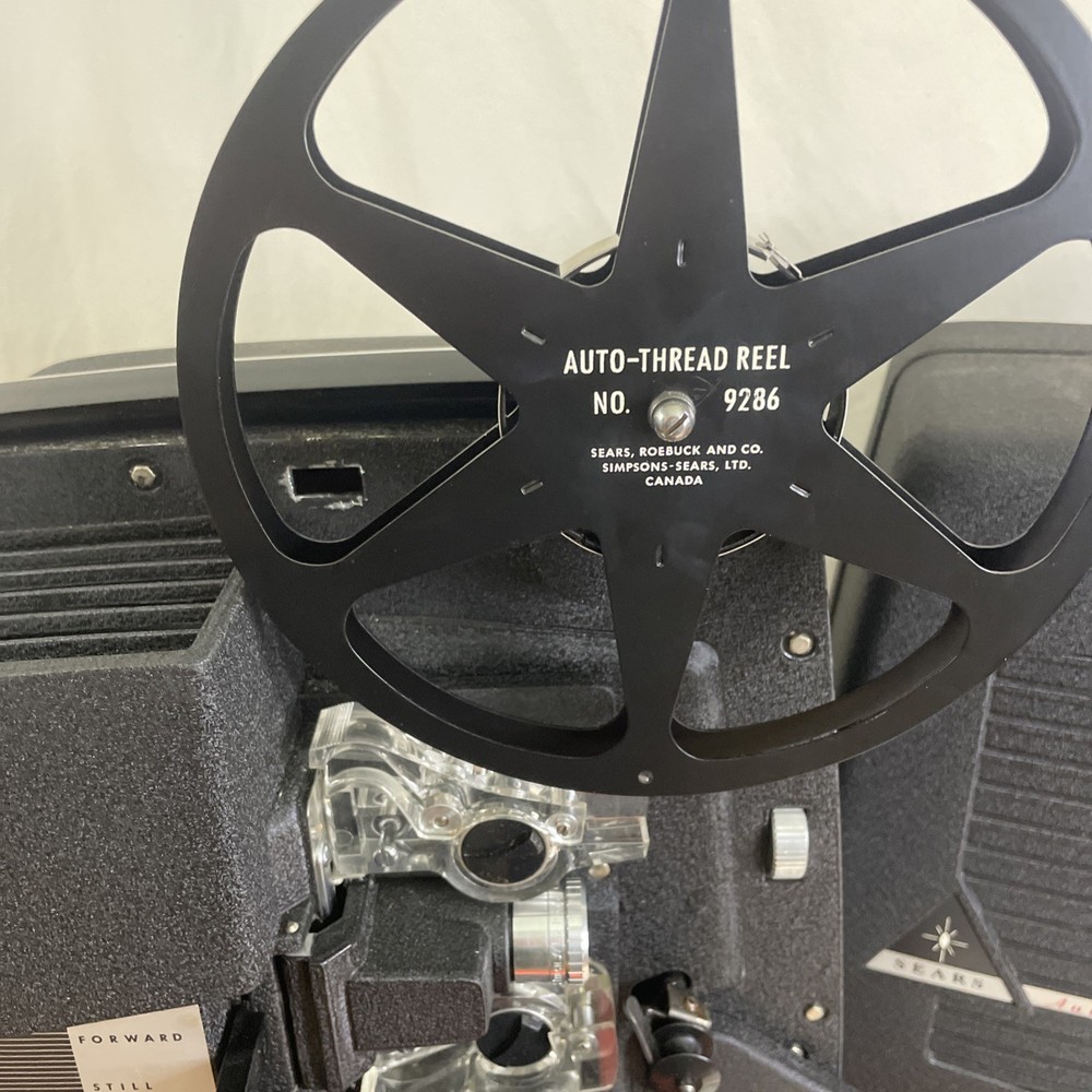 Vintage Sears Automatic 8mm Projector Tested Working, Needs Bulb Original Box
