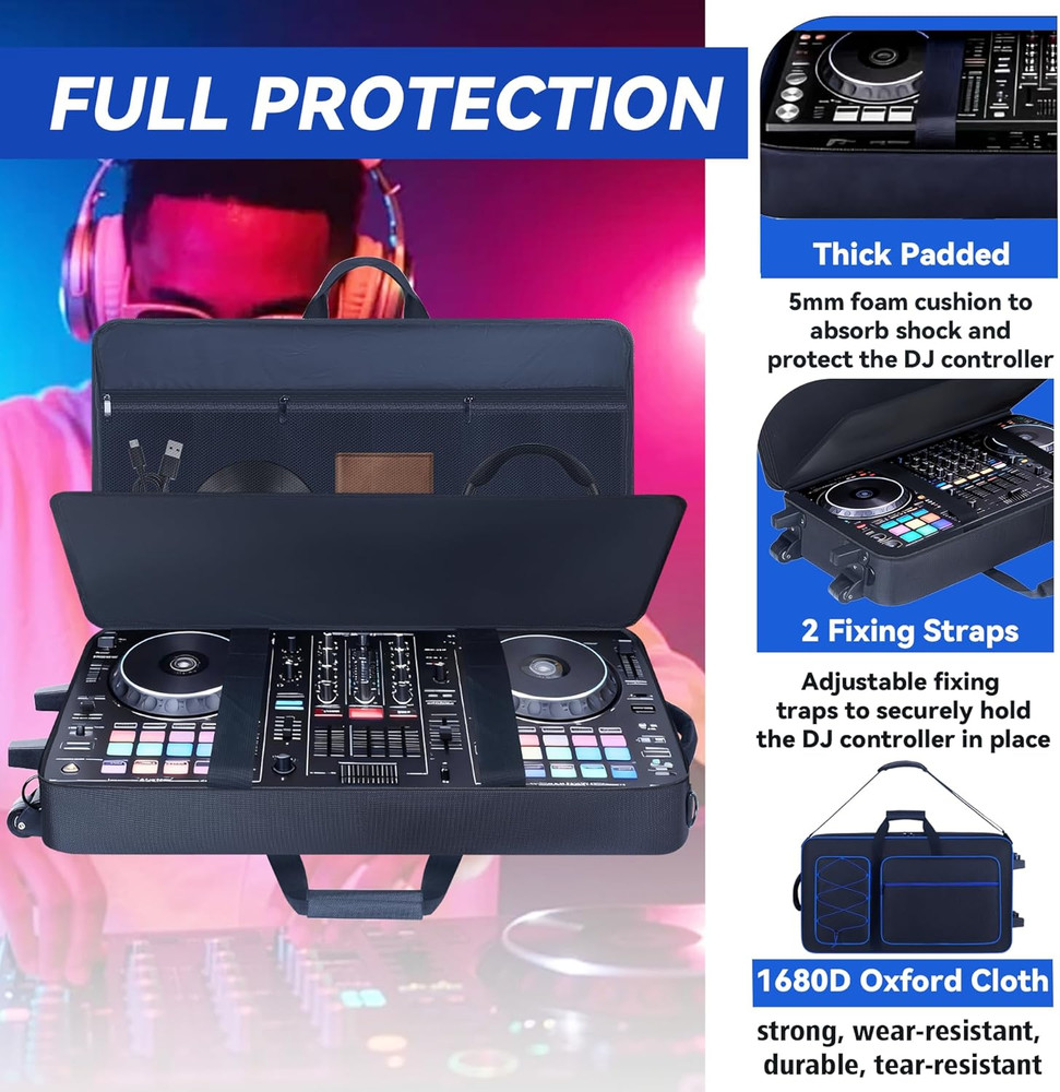 Rolling DJ Controller Case with Wheels Compatible with DDJ-FLX10/ 1000/ 1000SRT/