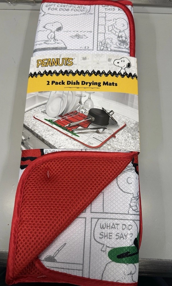 Peanuts 2 Pack Dish Drying Mats, NEW