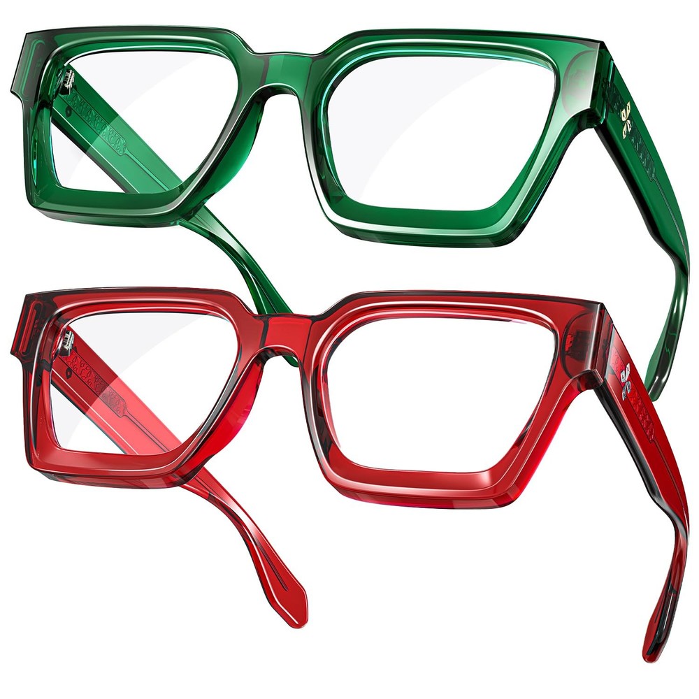 ""VISOONE 2-Pack Blue Light Blocking Glasses - Rectangle Frame Chic Preppy Style