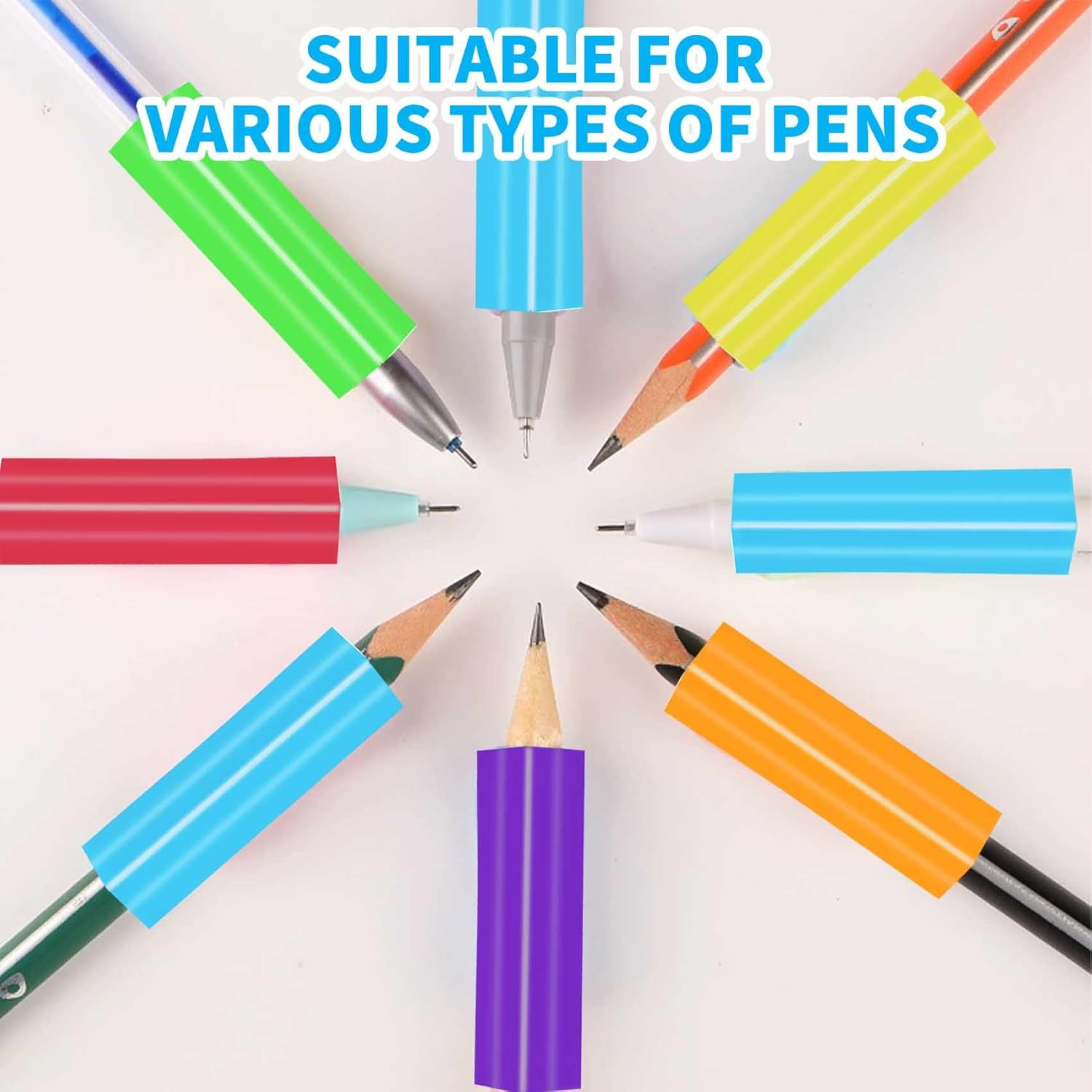 Triangle Pencil Grips Set of 6 for Kids and Adults, Assorted Colors, 1.73-Inch