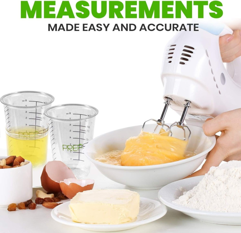 Graduated Clear Mixing Cups - 20 Durable 8oz Disposable & Reusable Containers
