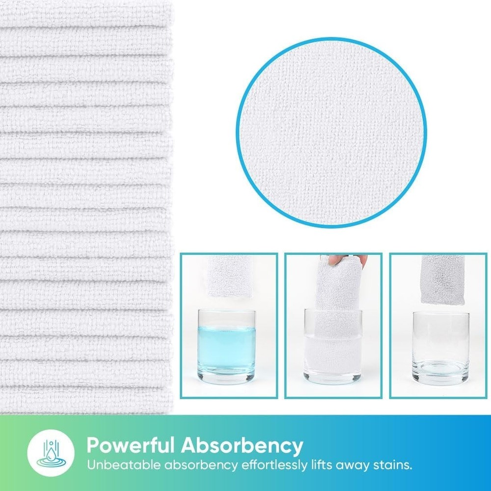 White Microfiber Towels, 10 Pack - Versatile Cleaning Rags for All Needs