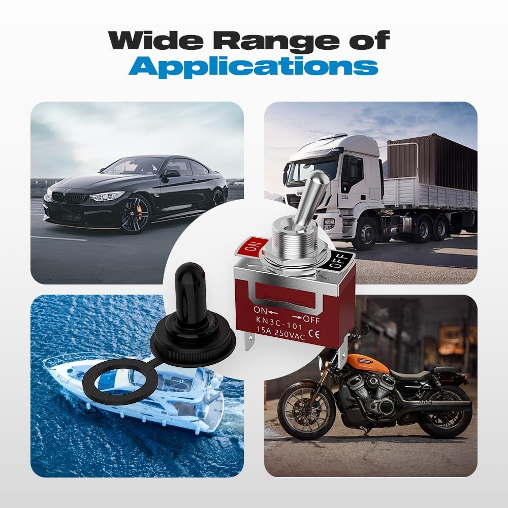Toggle Switch 12V 30A Heavy Duty ON/Off 2Pin SPST Waterproof Toggle Switch 2Pack
