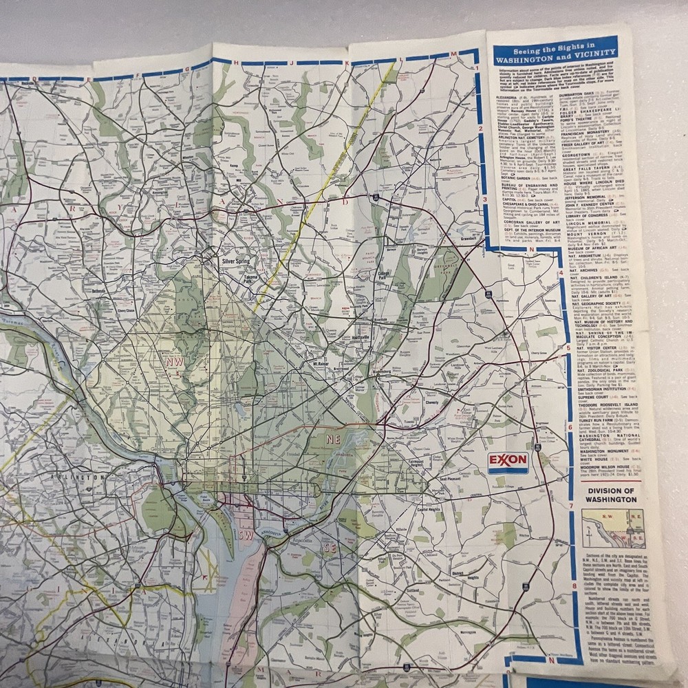 1978 Washington DC Exxon Tiger Folding Pape4 Map & Visitor Guide OldPaperMaps