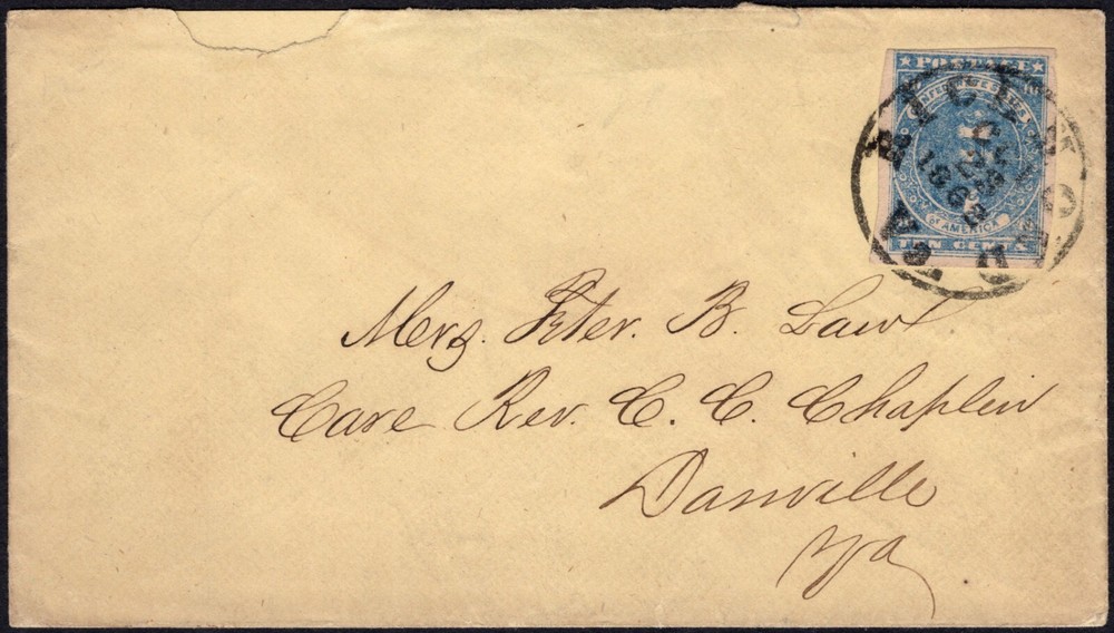 CSA Cover, CSA #2e Stone Y 10¢ Greenish Blue, CDS Richmond Va. OCT 23, 1862