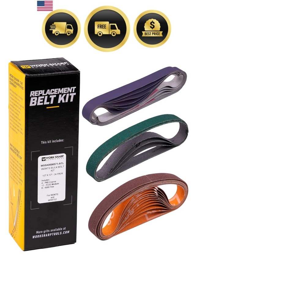 Bulk Bundle Value Pack, KTS Replacement Abrasive Belt Kit, 24 Assorted Grits