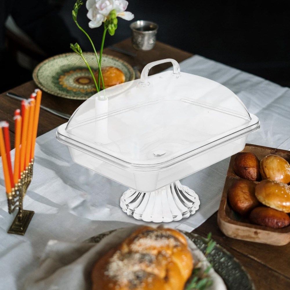 1 Set Clear Cake Stand with Lid Cake Stand with Acrylic Dome Rectangular Serving