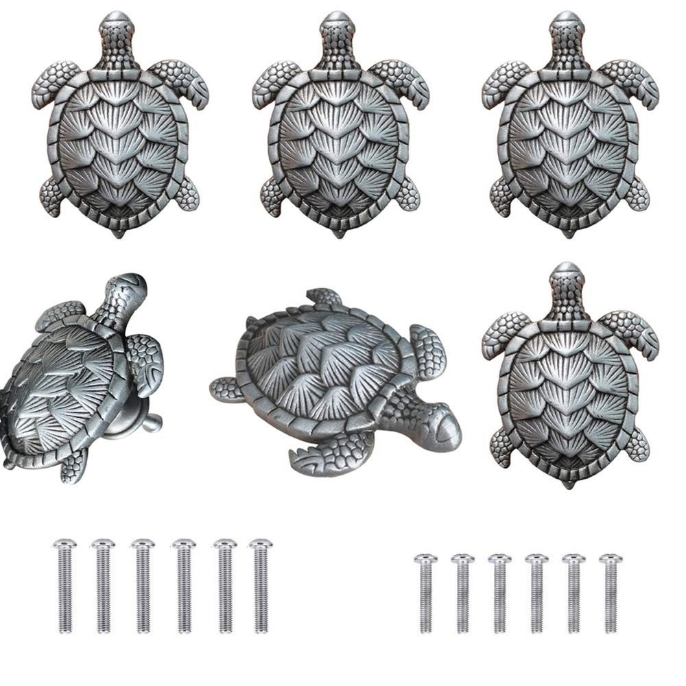 Mewuthede 6 Pack Creative Shapes Drawer knobs Beach Ocean Theme Sea Turtle