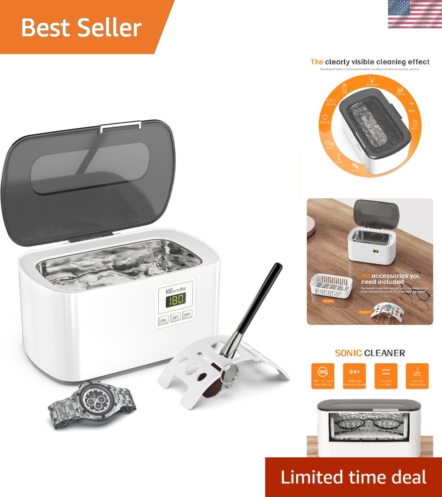 Sonic Cleaning Machine for Jewelry, Glasses & Watches - Compact 600ml Solution