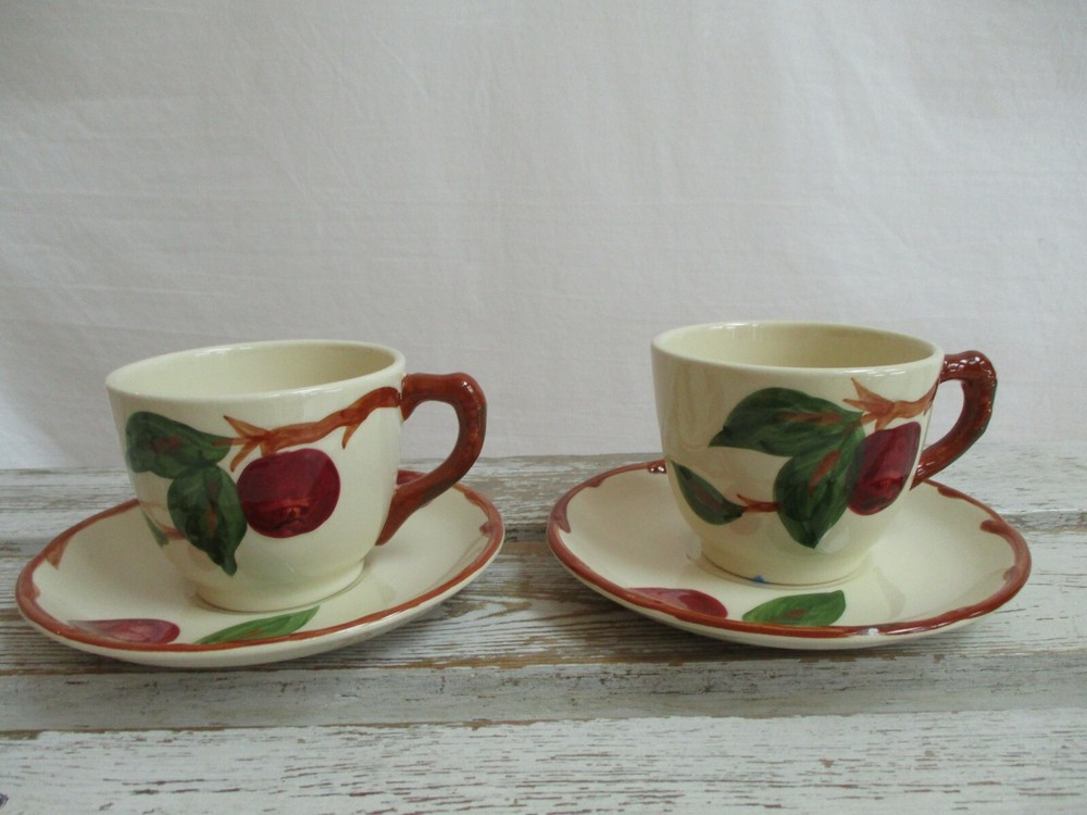 (2) Franciscan USA Cups And Saucers Apple Pattern