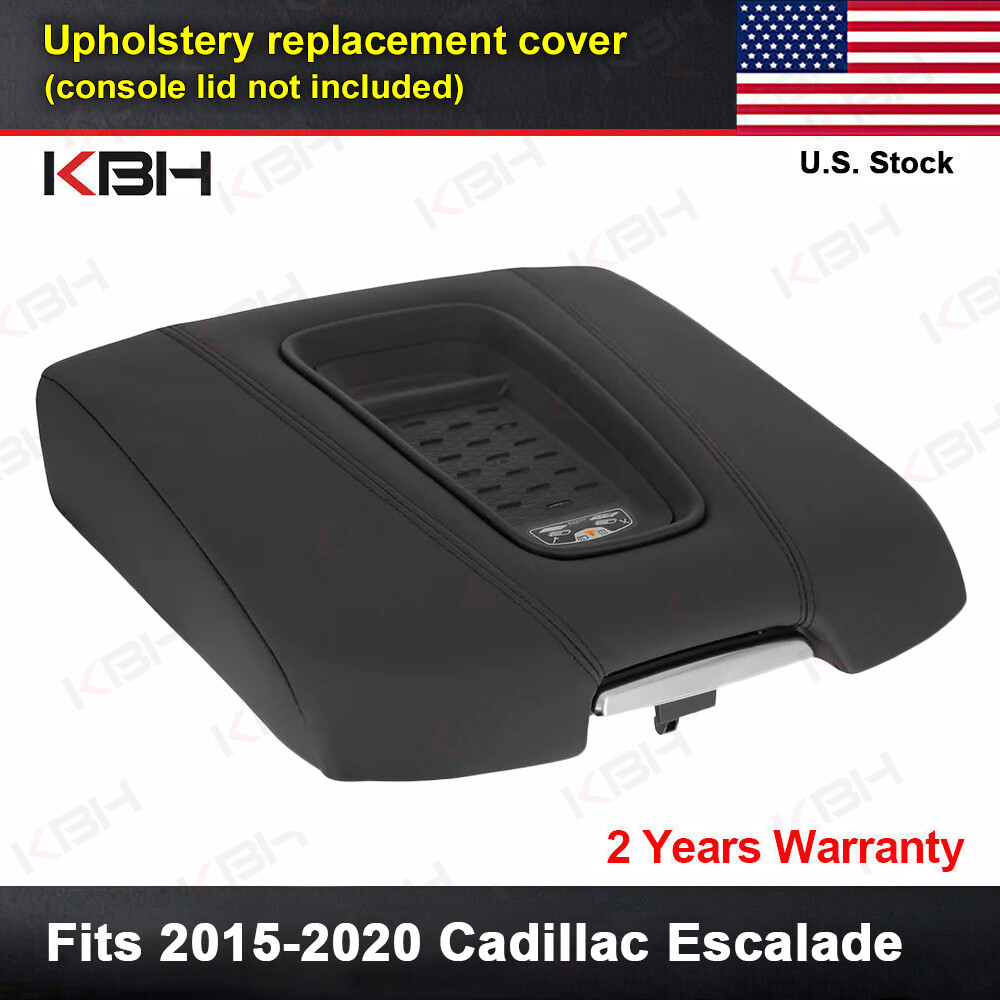 Fits 2015-2020 Cadillac Escalade Center Console Lid Armrest Leather Cover Black