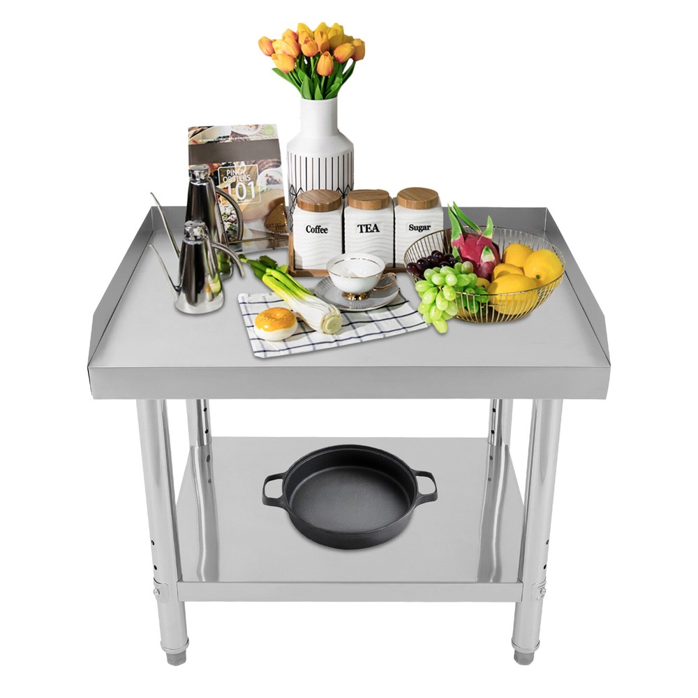 Adjustable Stainless Steel Work Table with Double-Tier Design for Versatile Use