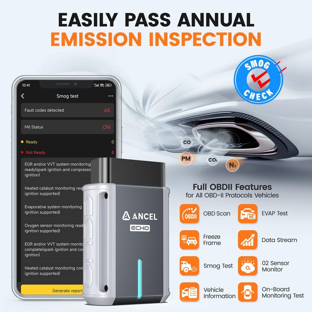 ANCEL Echo OBD2 Scanner Bidirectional All System Diagnostic Tool Oil Reset EPB