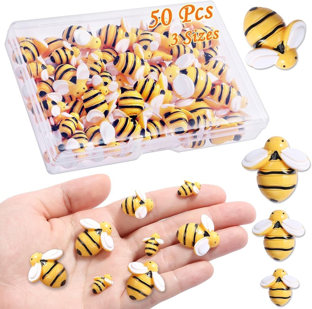 CCOZN 50 Pieces Tiny Resin Bees,Tiny Garden Bumblebees Embellishment...