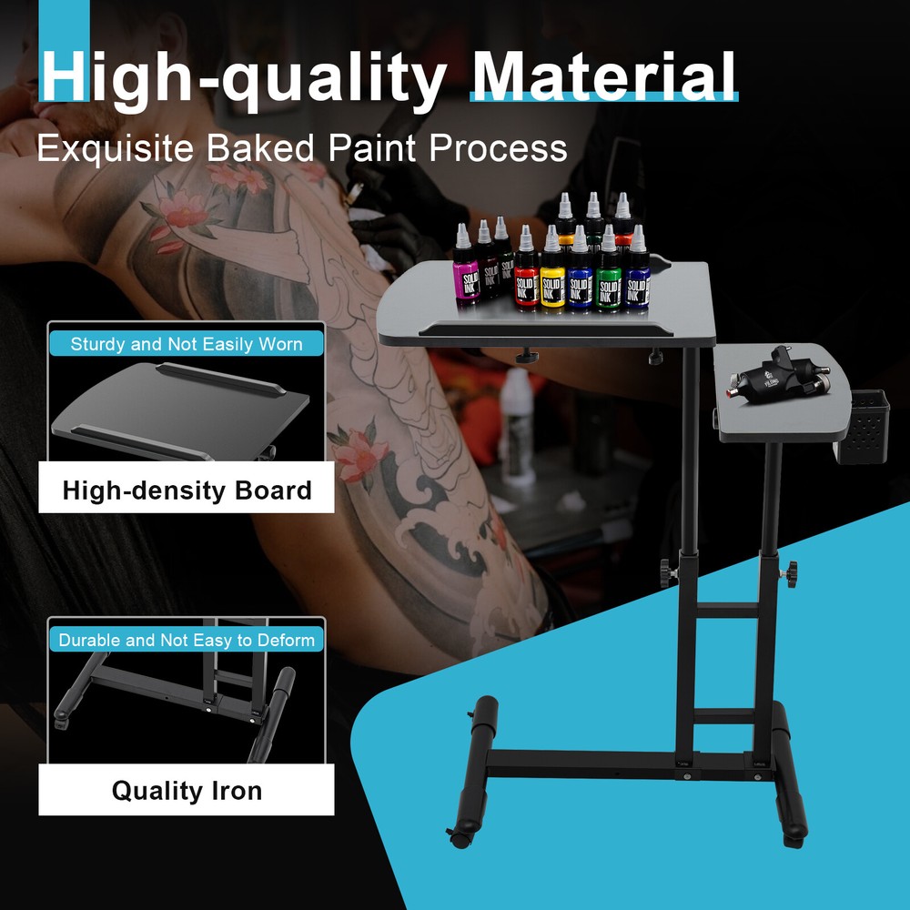 Mobile Tattoo Workstation Arm Rest Stand Desk Table Rolling Workbench Holder NEW