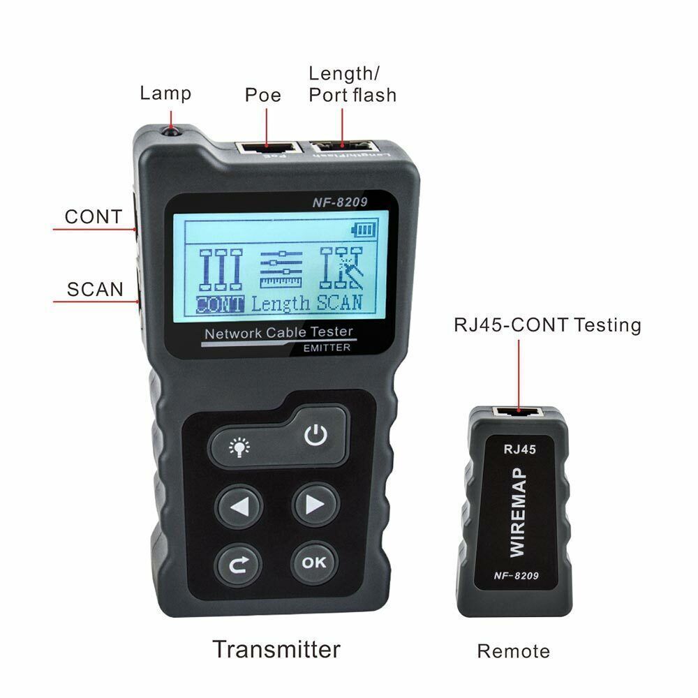 NF-8209 PoE Tester Network Cable Tester Cat5 Cat6 CAT6a Lan Test Network Tools